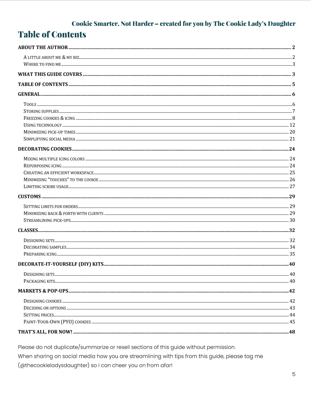 Cookie Smart Digital Guide Table of Contents