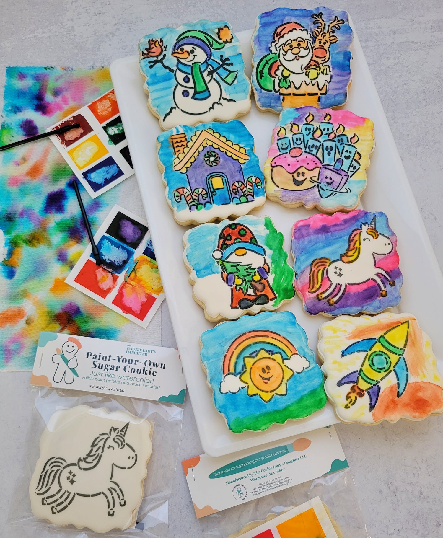 Sugar cookies for painting or paint your own sugar cookie kits.