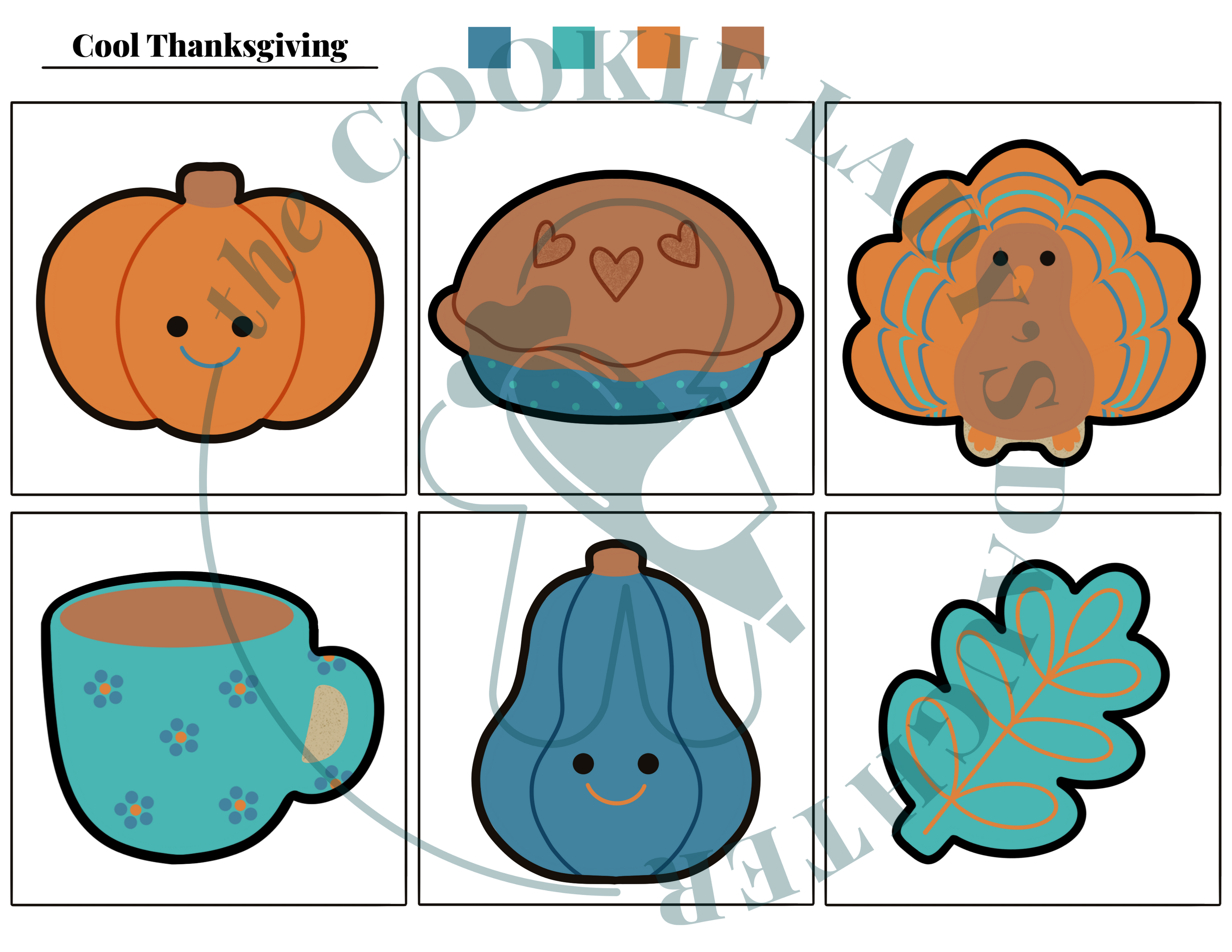 Thanksgiving cookie decorating illustrations