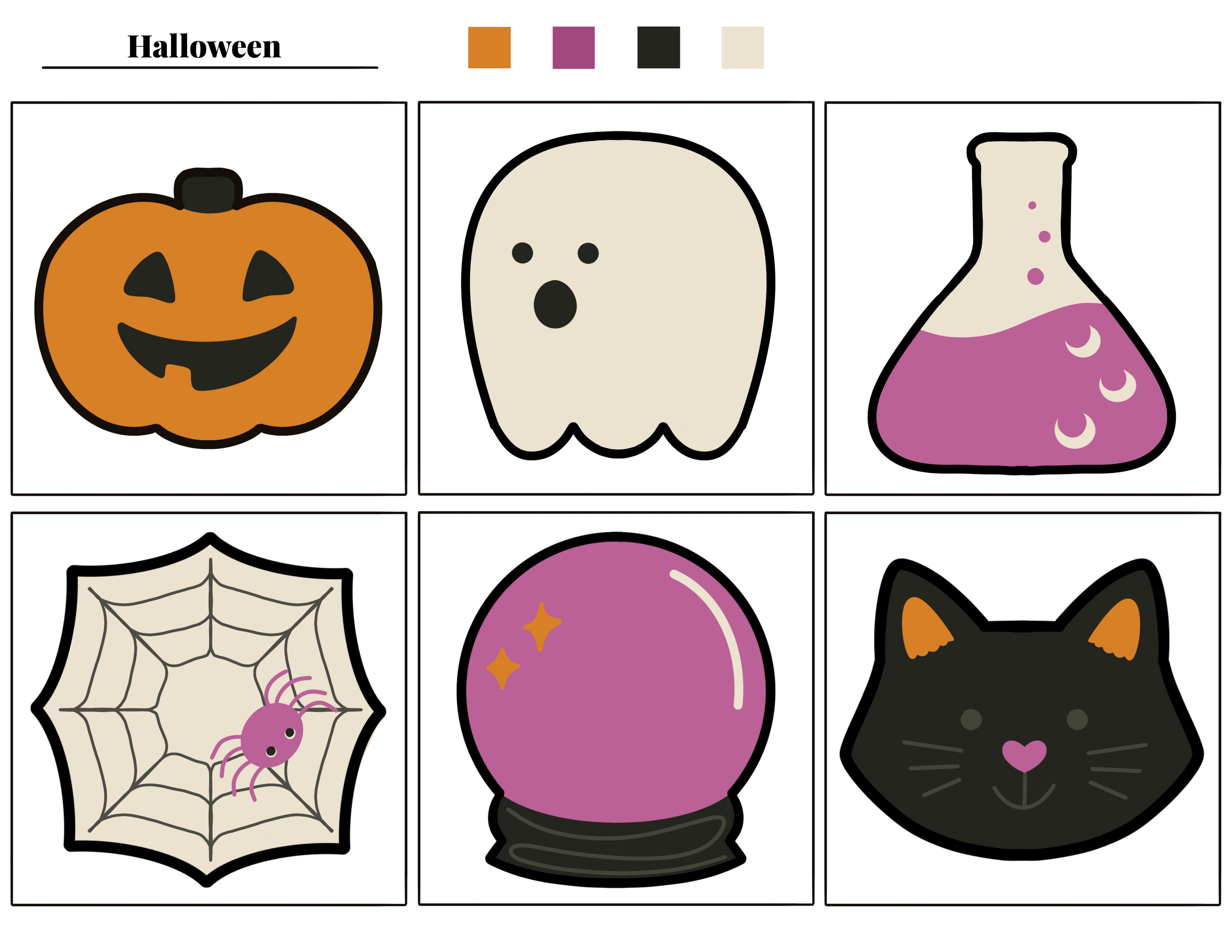 Halloween sugar cookie decorating illustrations