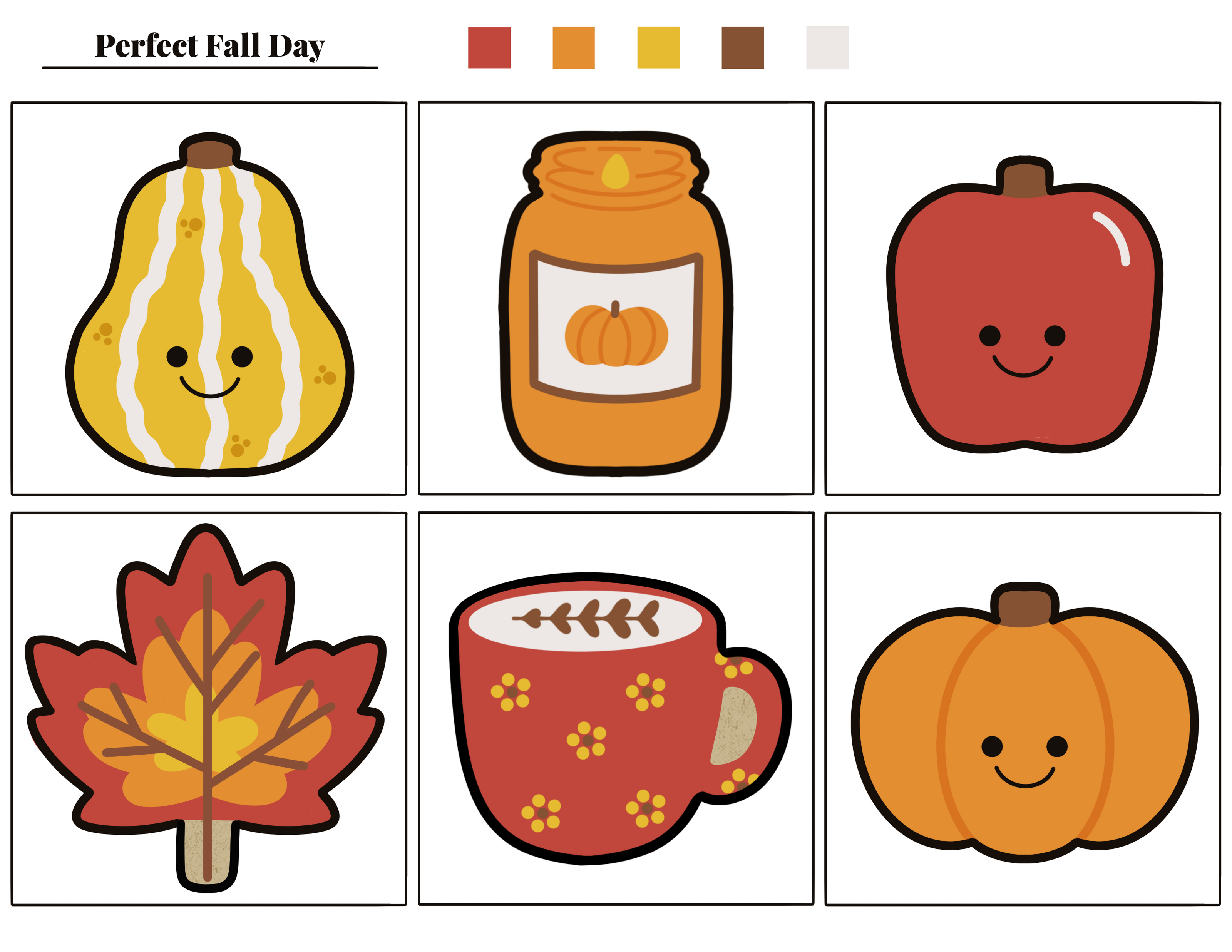 Fall cookie decorating illustrations